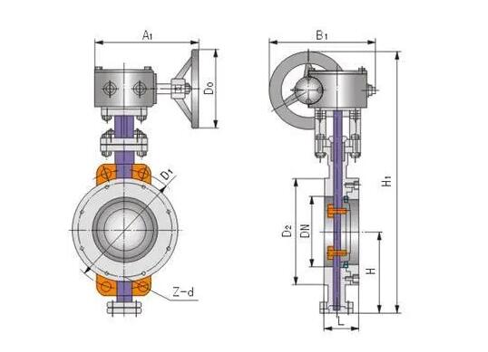 蝶閥d373h-16c dn80對夾式硬密封